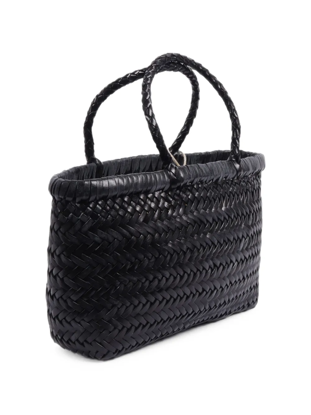 DRAGON DIFFUSION mini Gora woven leather tote bag Zwart