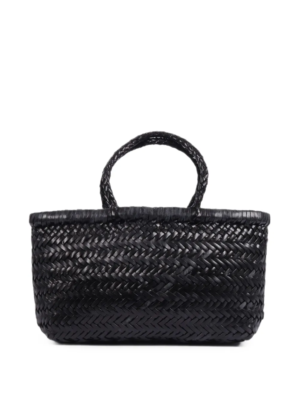 DRAGON DIFFUSION mini Gora woven leather tote bag Zwart
