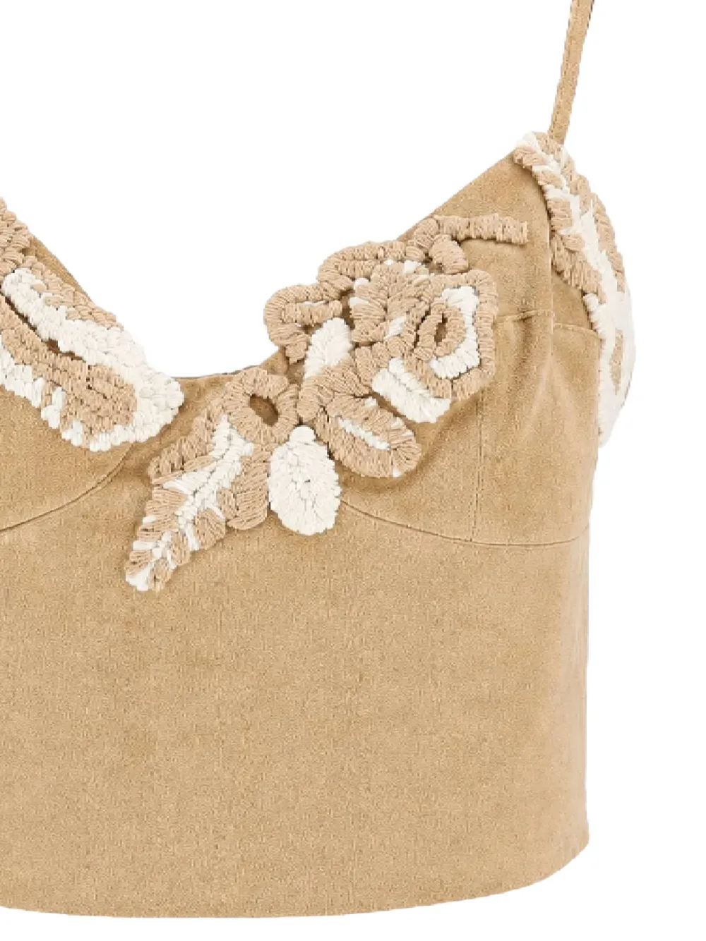 Ermanno Scervino Polotop met geborduurde bloemen Beige