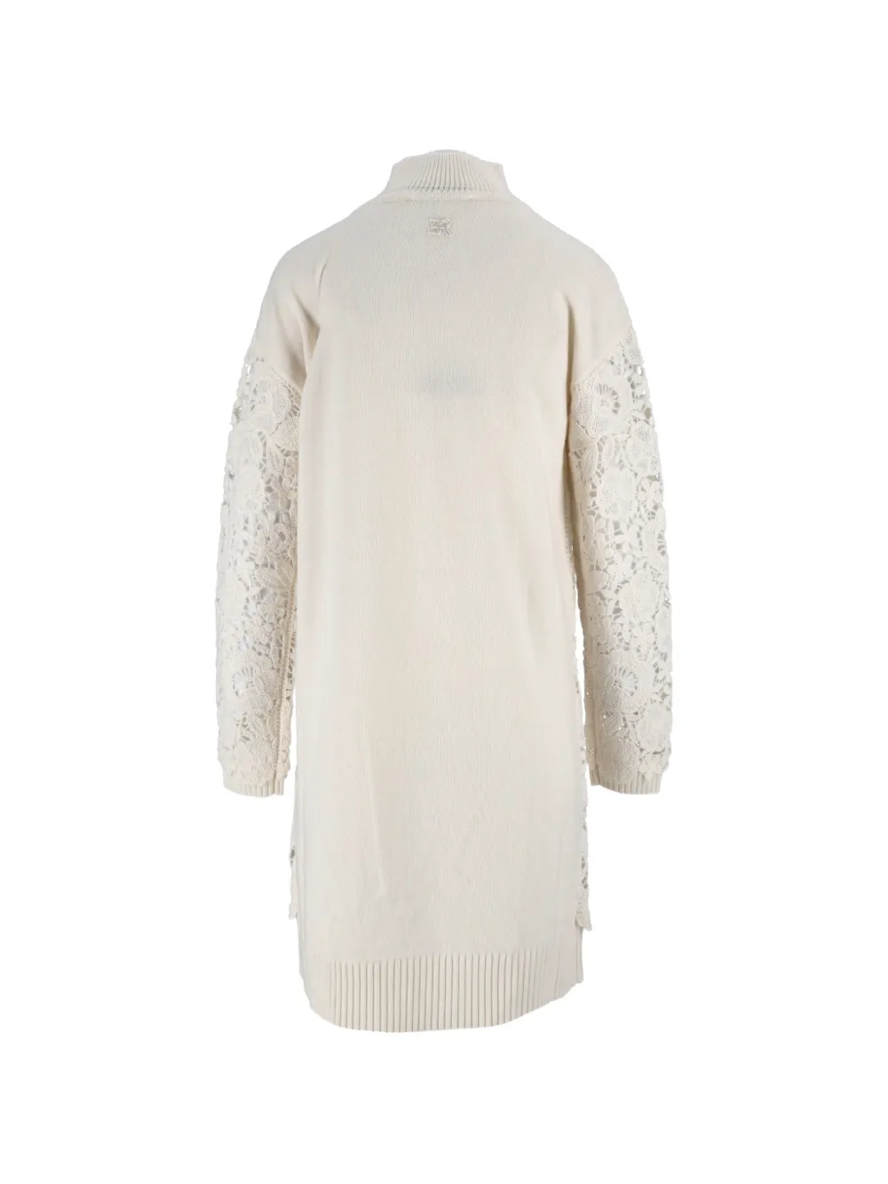Ermanno Scervino mini-jurk met vlakken van kant en hoge hals Wit