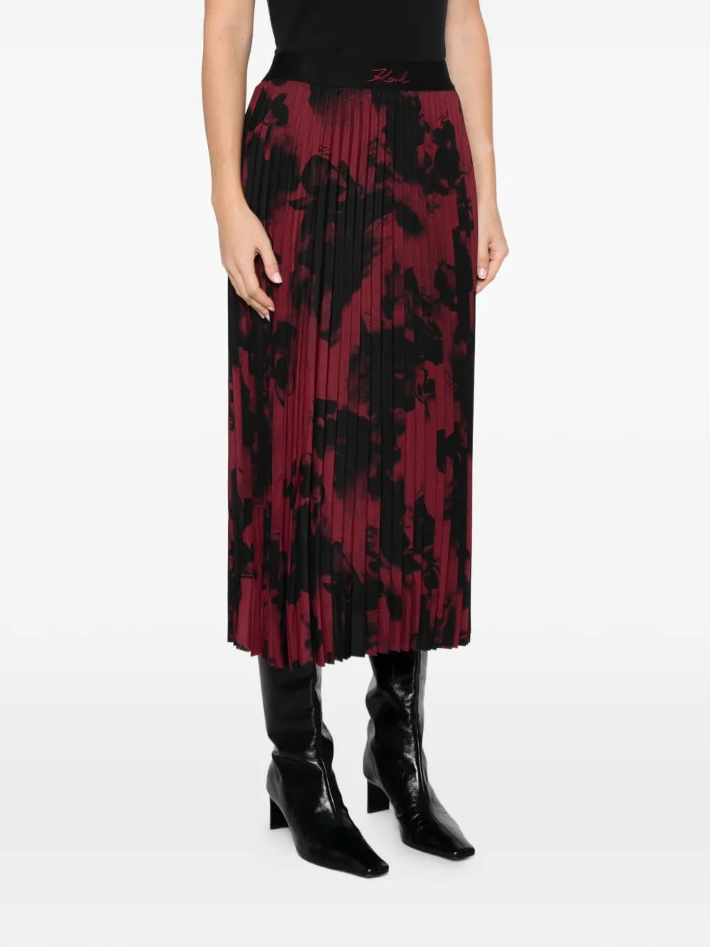 Karl Lagerfeld Plooirok met bloemenprint Rood