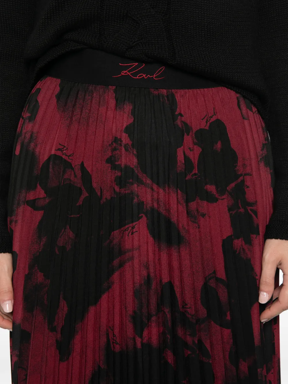 Karl Lagerfeld Plooirok met bloemenprint Rood