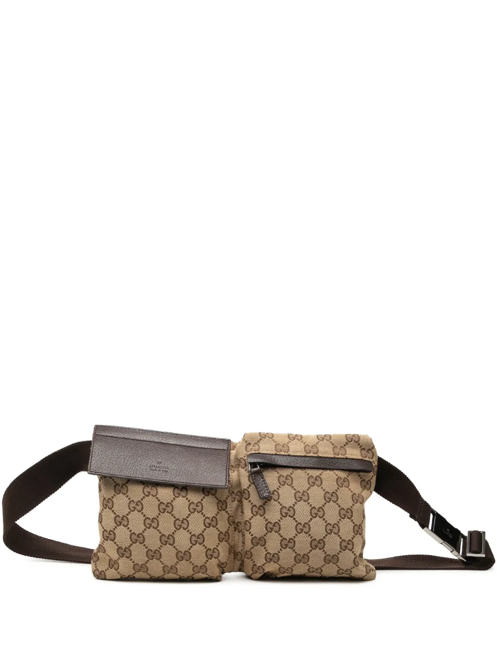 Gucci Pre-Owned 2000-2015 GG Canvas Double Pocket belt bag - Toni neutri