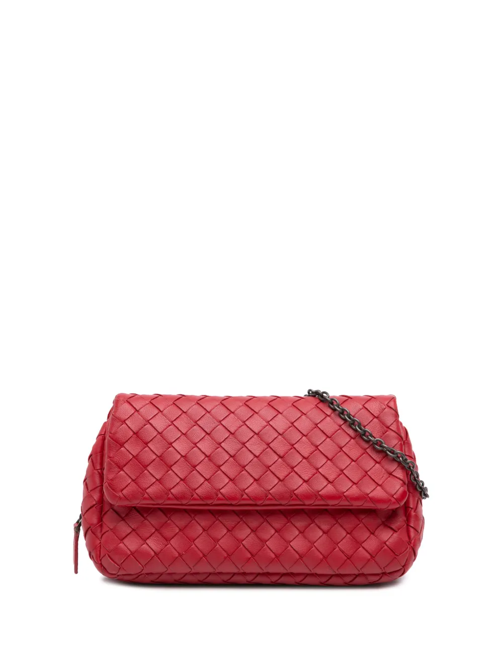 Bottega Veneta Pre-Owned Borsa espandibile a tracolla Intrecciato mini in nappa con catena e battente 2012-2026 - Rosso