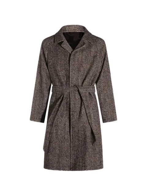 Tagliatore herringbone-pattern belted coat