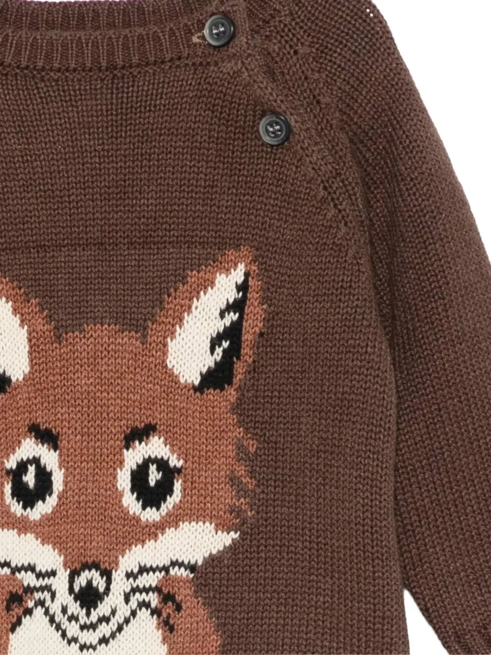 Molo Bless trui met vossenintarsia en raglanmouwen Bruin
