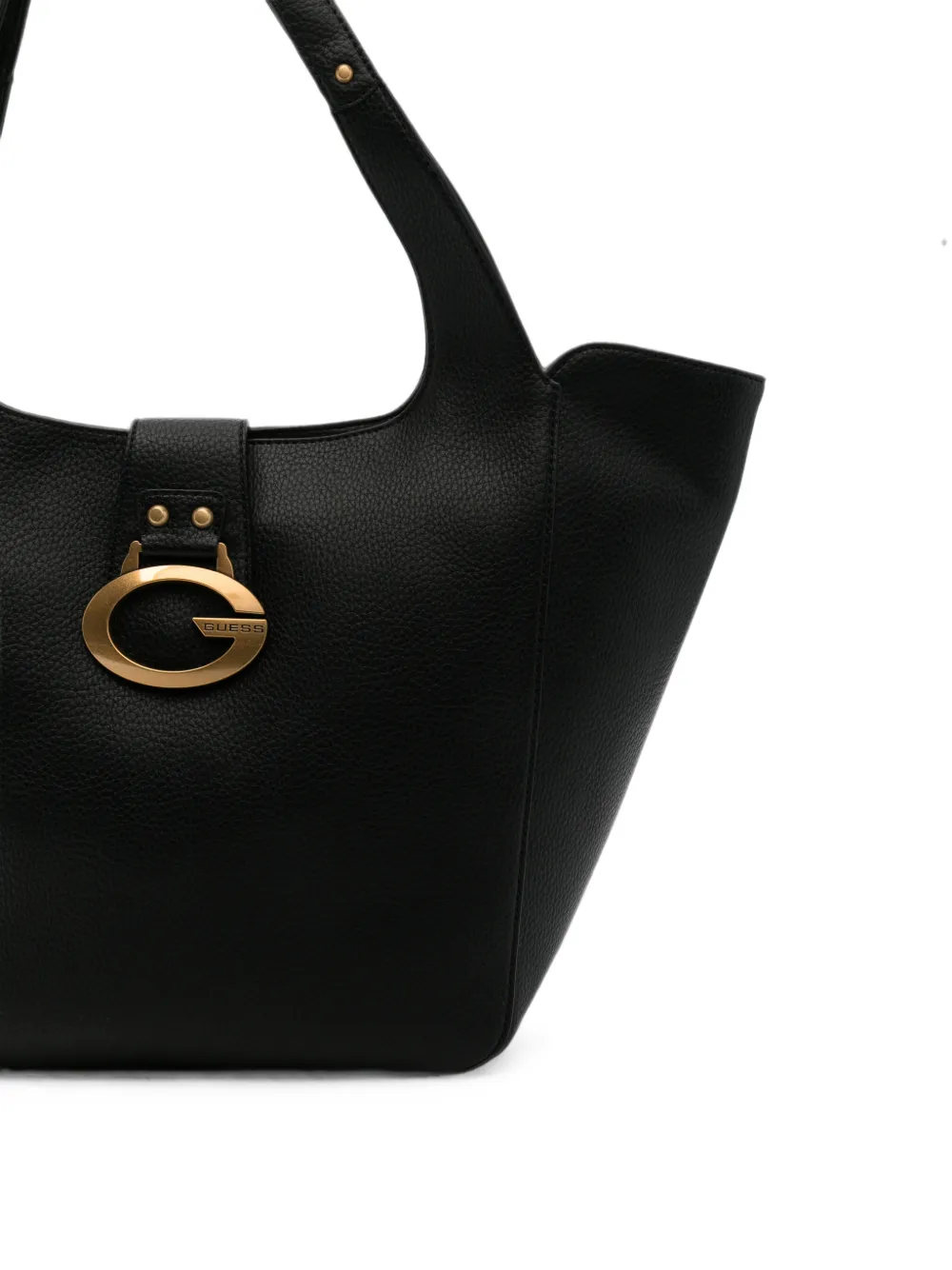 GUESS USA Shopper van bewerkt leer met logoplakkaat Zwart