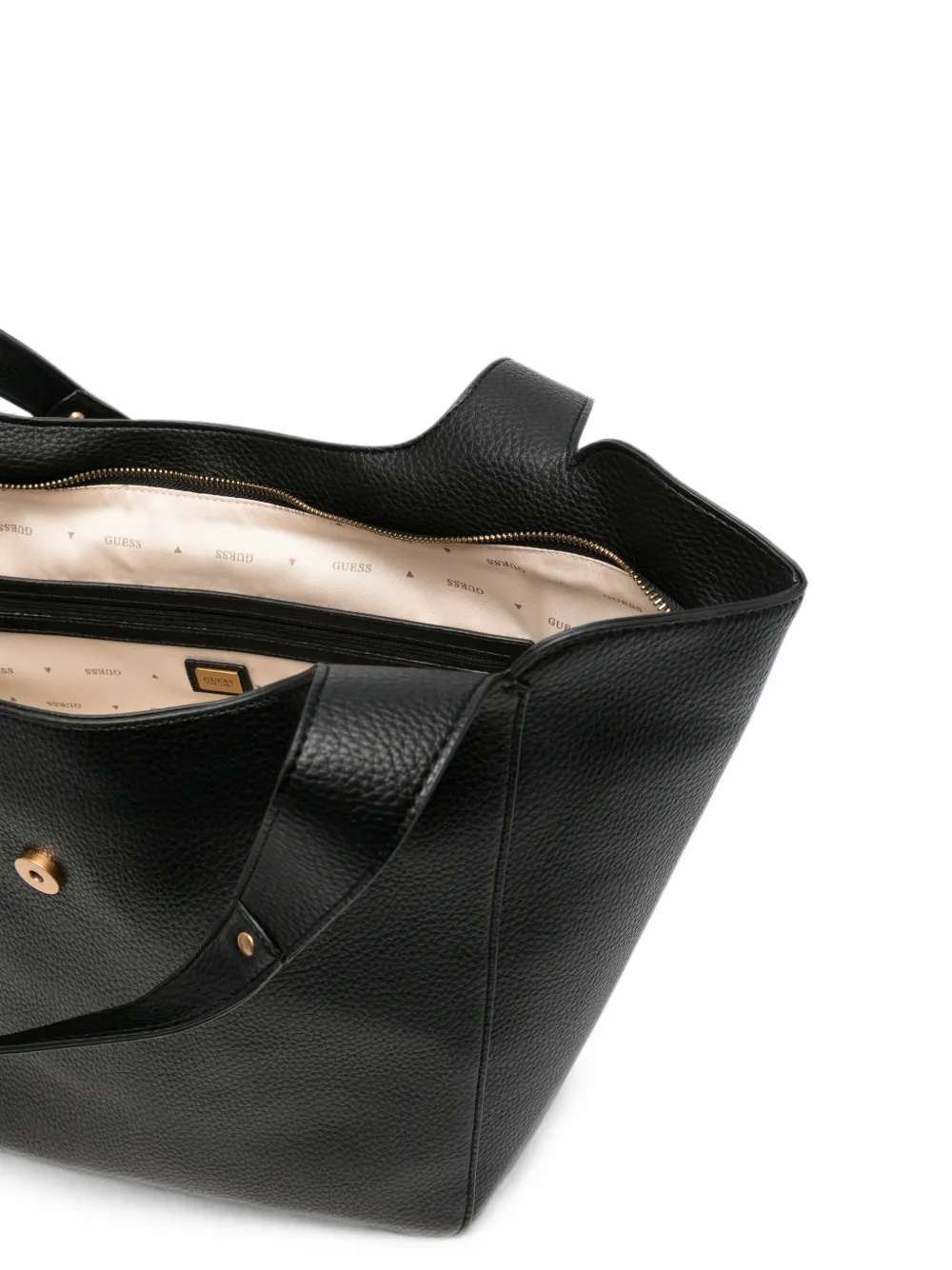 GUESS USA Shopper van bewerkt leer met logoplakkaat Zwart