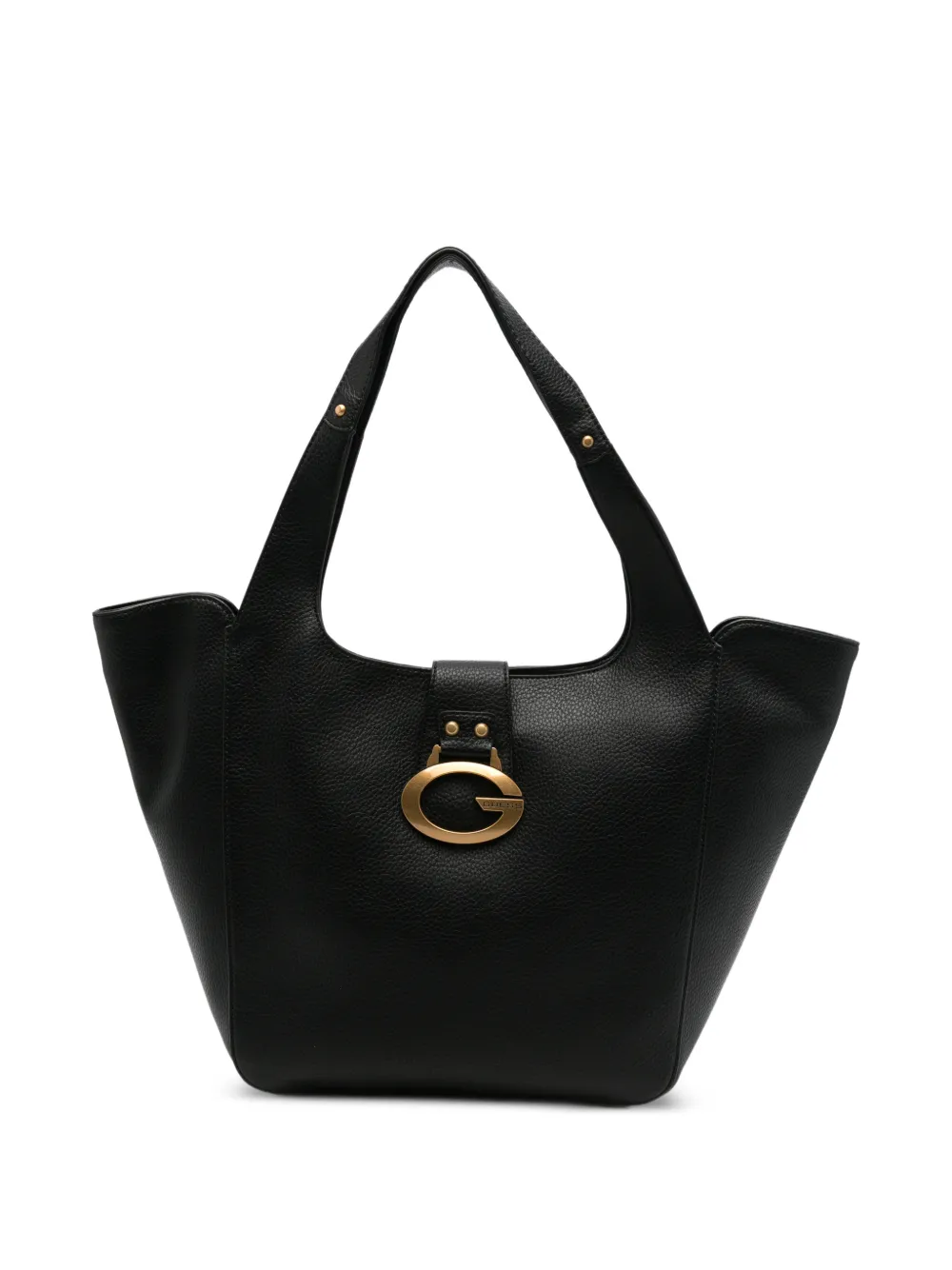 GUESS USA logo-plaque pebbled-leather tote bag - Nero