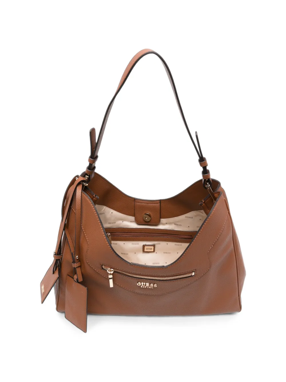 GUESS USA Antonia leren schoudertas Bruin