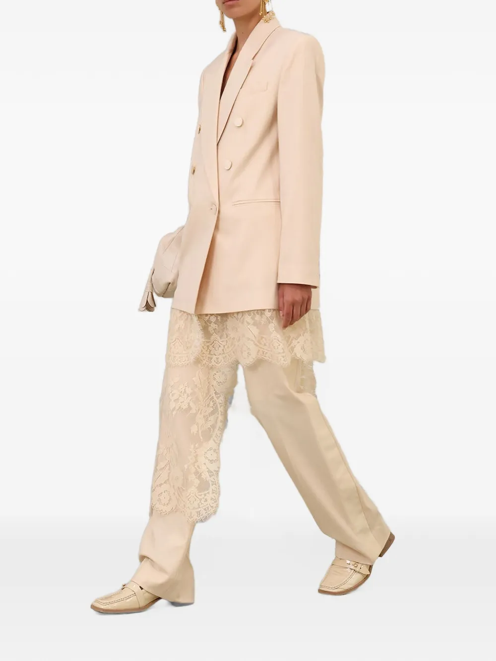 ZIMMERMANN Lace-trim Double-breasted Blazer in Neutrals, view 2