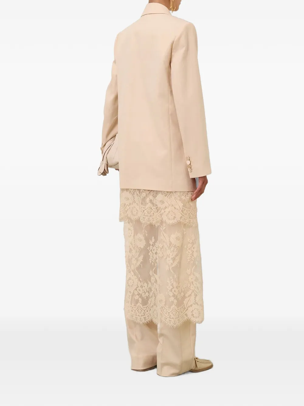 ZIMMERMANN Lace-trim Double-breasted Blazer in Neutrals, view 3