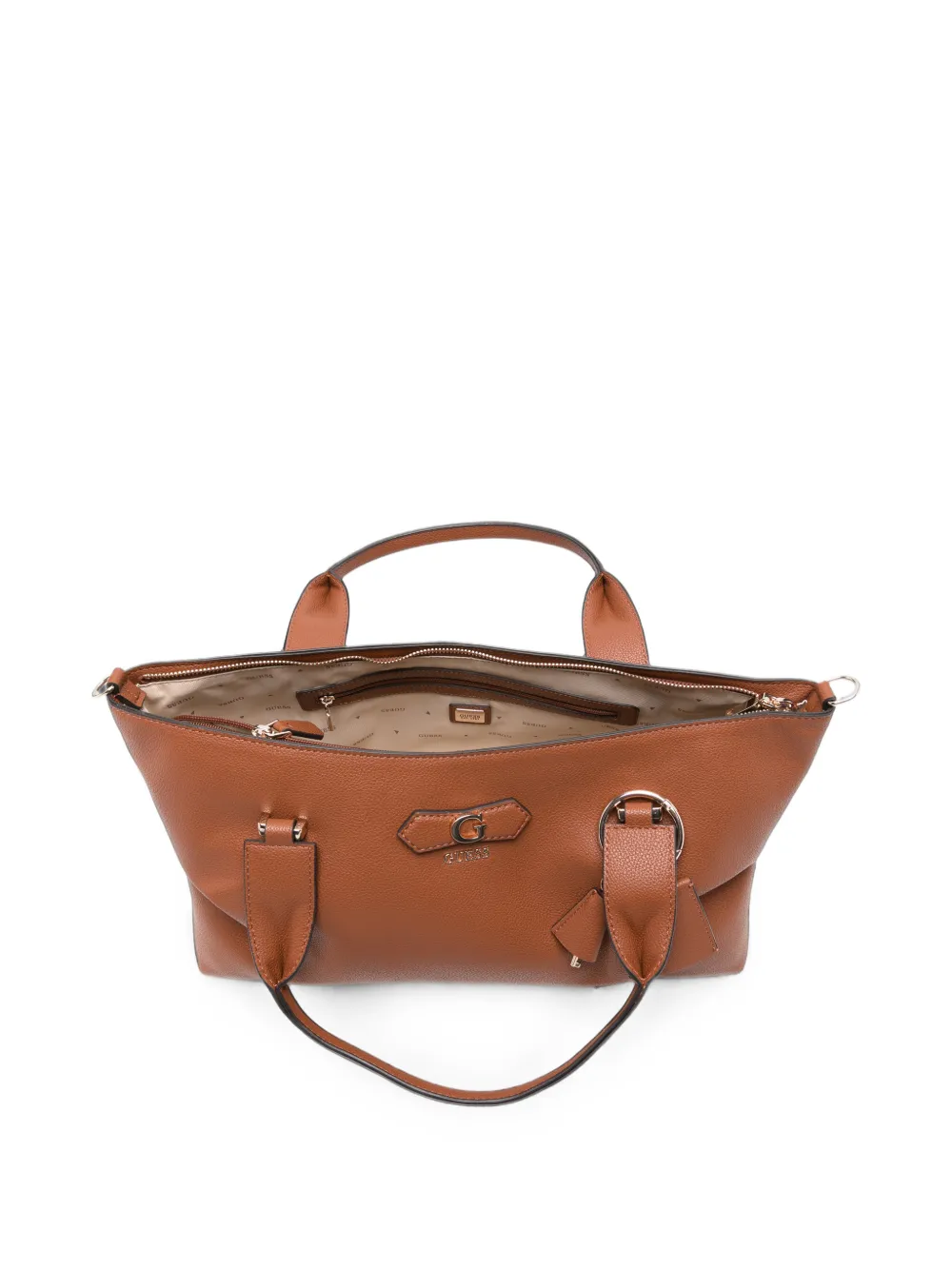 GUESS USA Susy logo-plaque pebbled leather tote bag Bruin