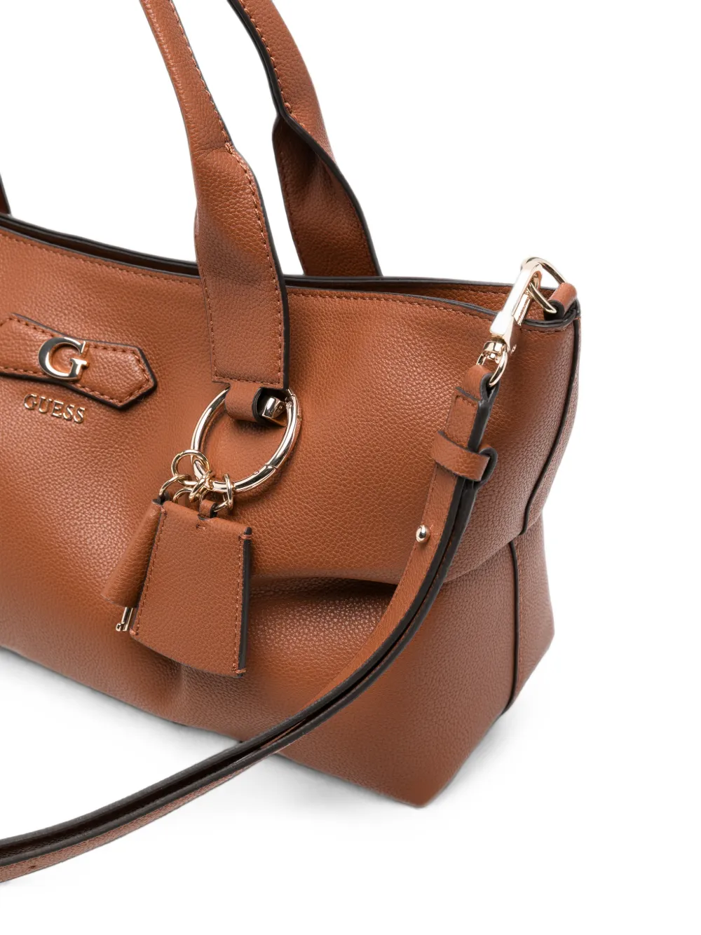 GUESS USA Susy logo-plaque pebbled leather tote bag Bruin