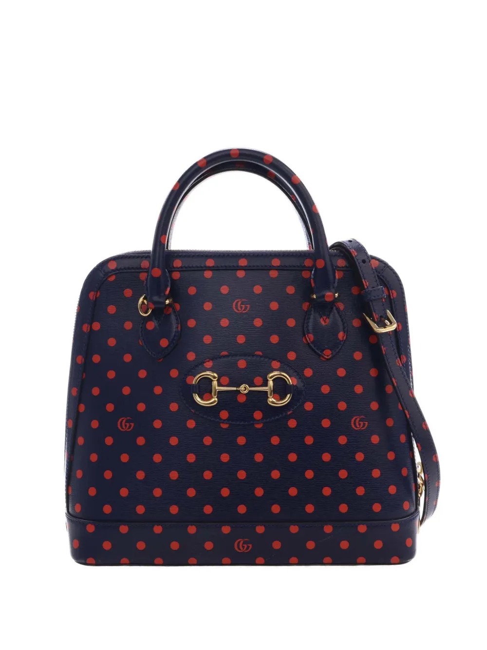 Gucci Pre-Owned 2000-2015 Small Calfskin Polka Dot Horsebit 1955 Top Handle satchel - Blu