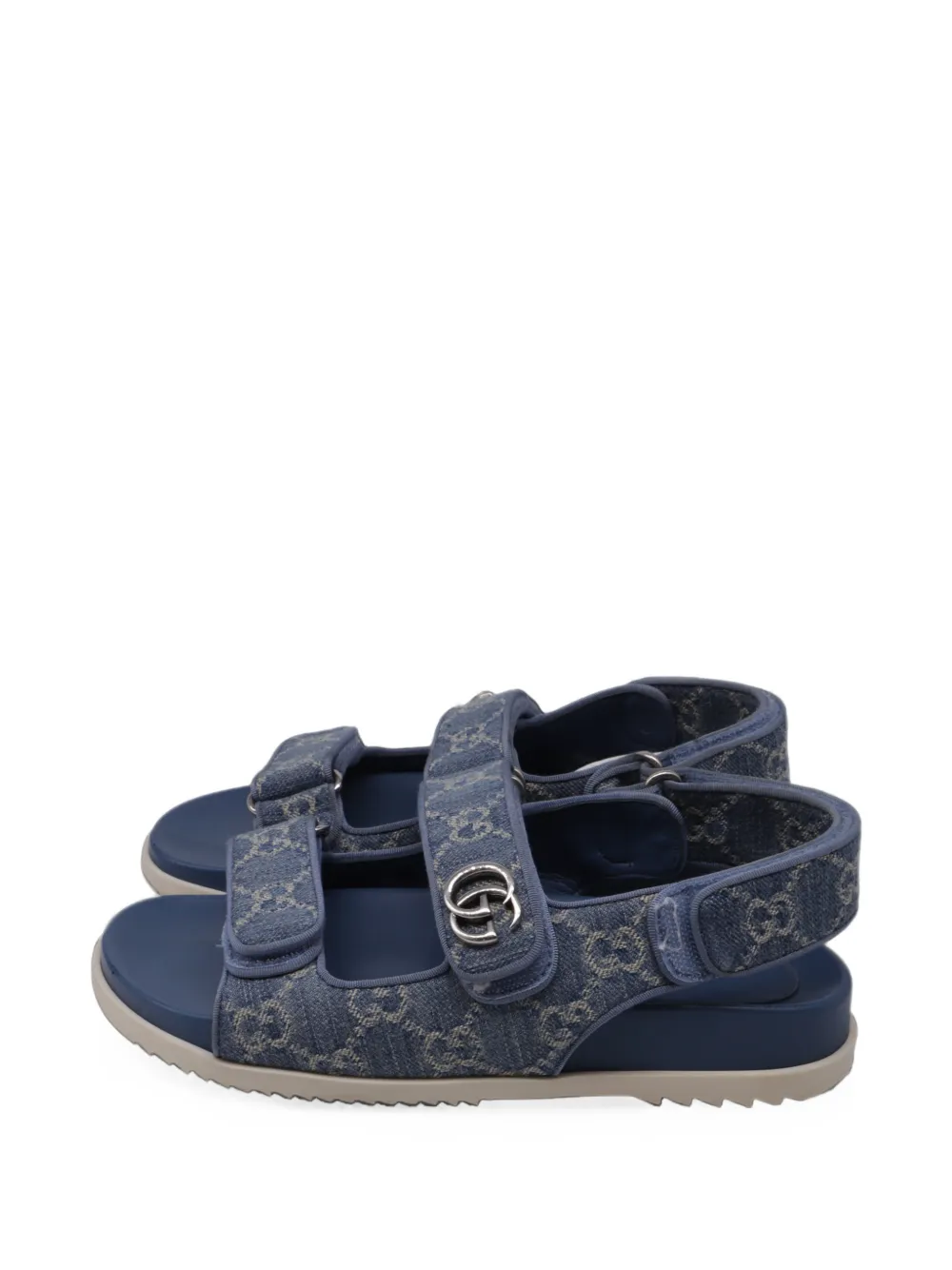 Pre-owned Gucci Moritz Gg Slingback Sandals In Blue