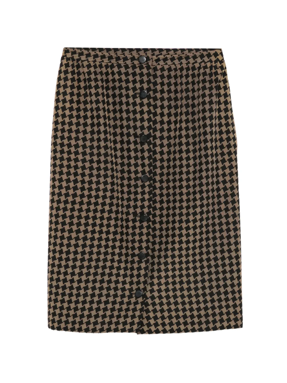 Valentino Garavani Pre-Owned 1980s houndstooth-print button-front midi skirt - Marrone