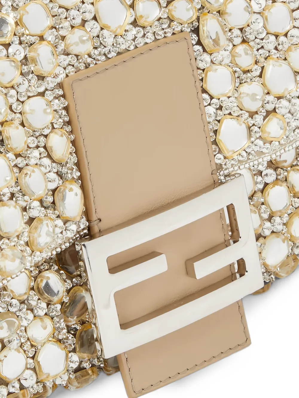 FENDI Baguette 26424 crystal-embellished bag Beige
