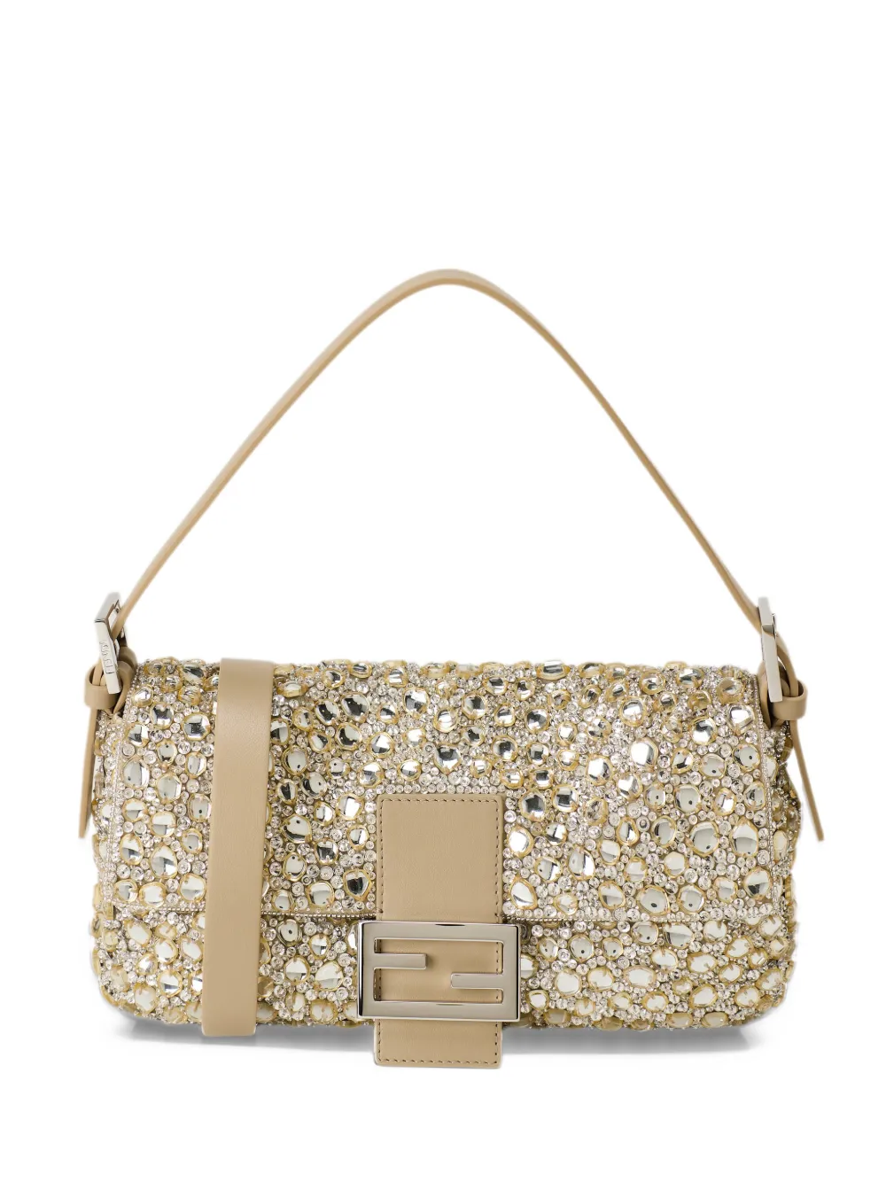 FENDI Baguette 26424 crystal-embellished bag Beige