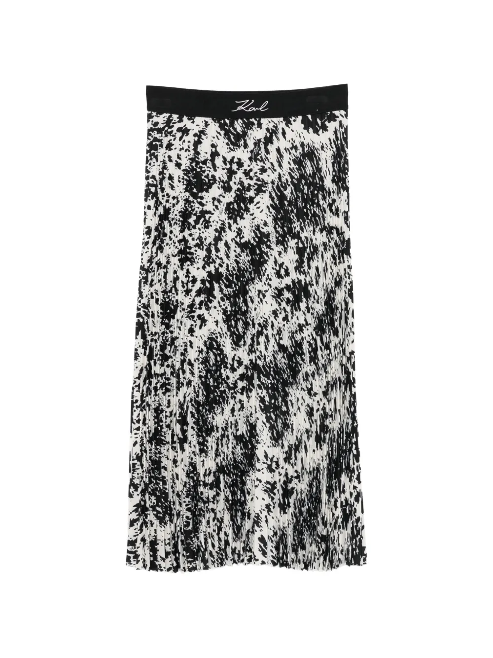 Karl Lagerfeld pleated logo-waistband midi skirt - Bianco