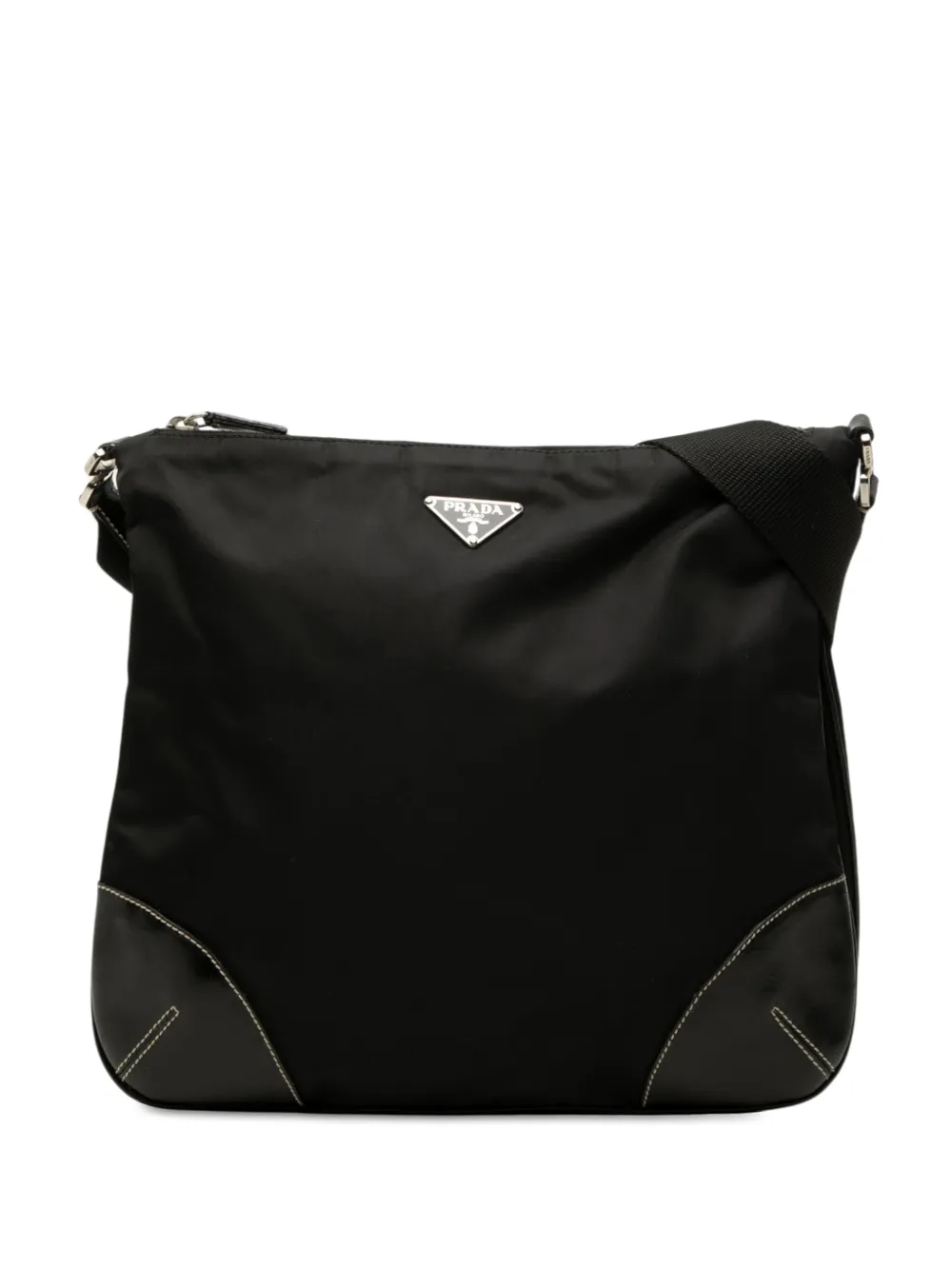 Prada Pre-Owned 2013-2026 Vitello Trimmed Tessuto Zip Top crossbody bag - Nero