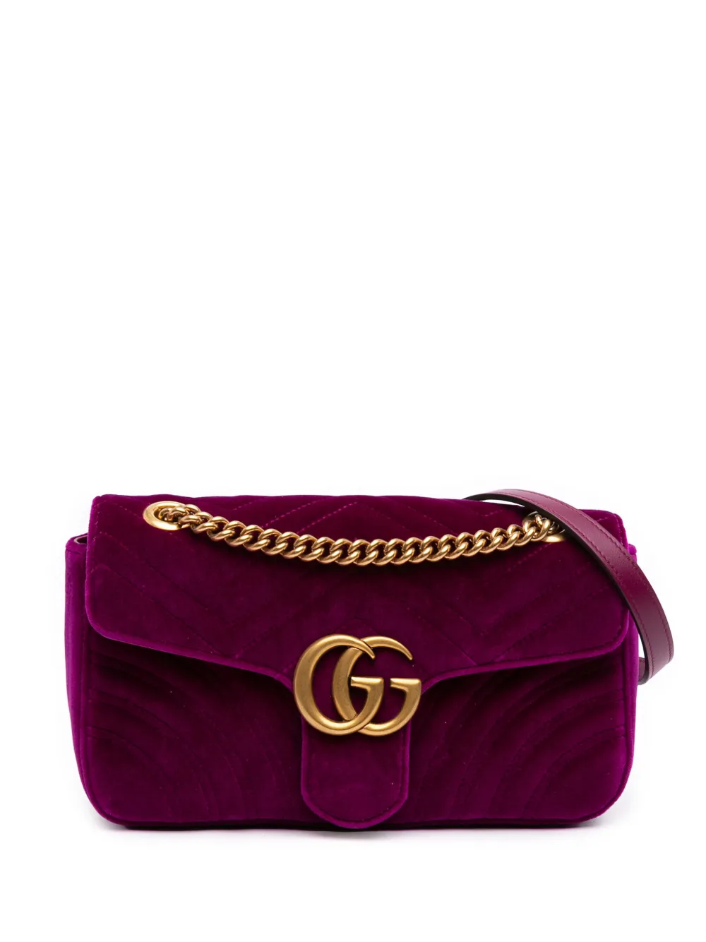 Gucci Pre-Owned 2016-2026 mittelgroße GG Marmont Matelasse Velvet Schultertasche - Violett