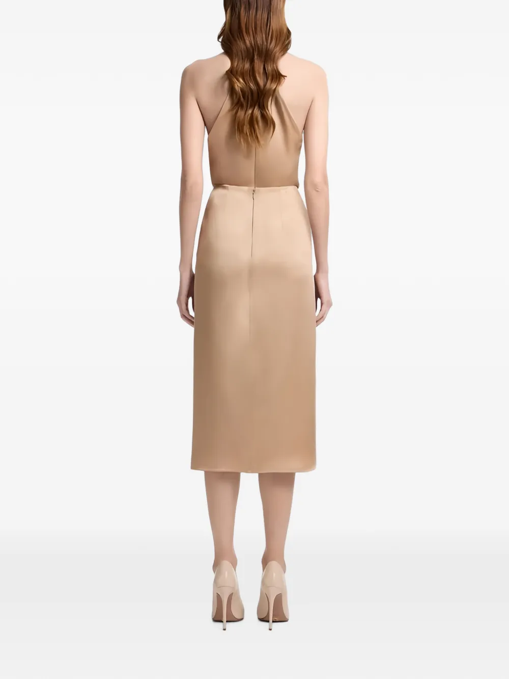 Elie Saab draped wrap-style midi skirt Beige