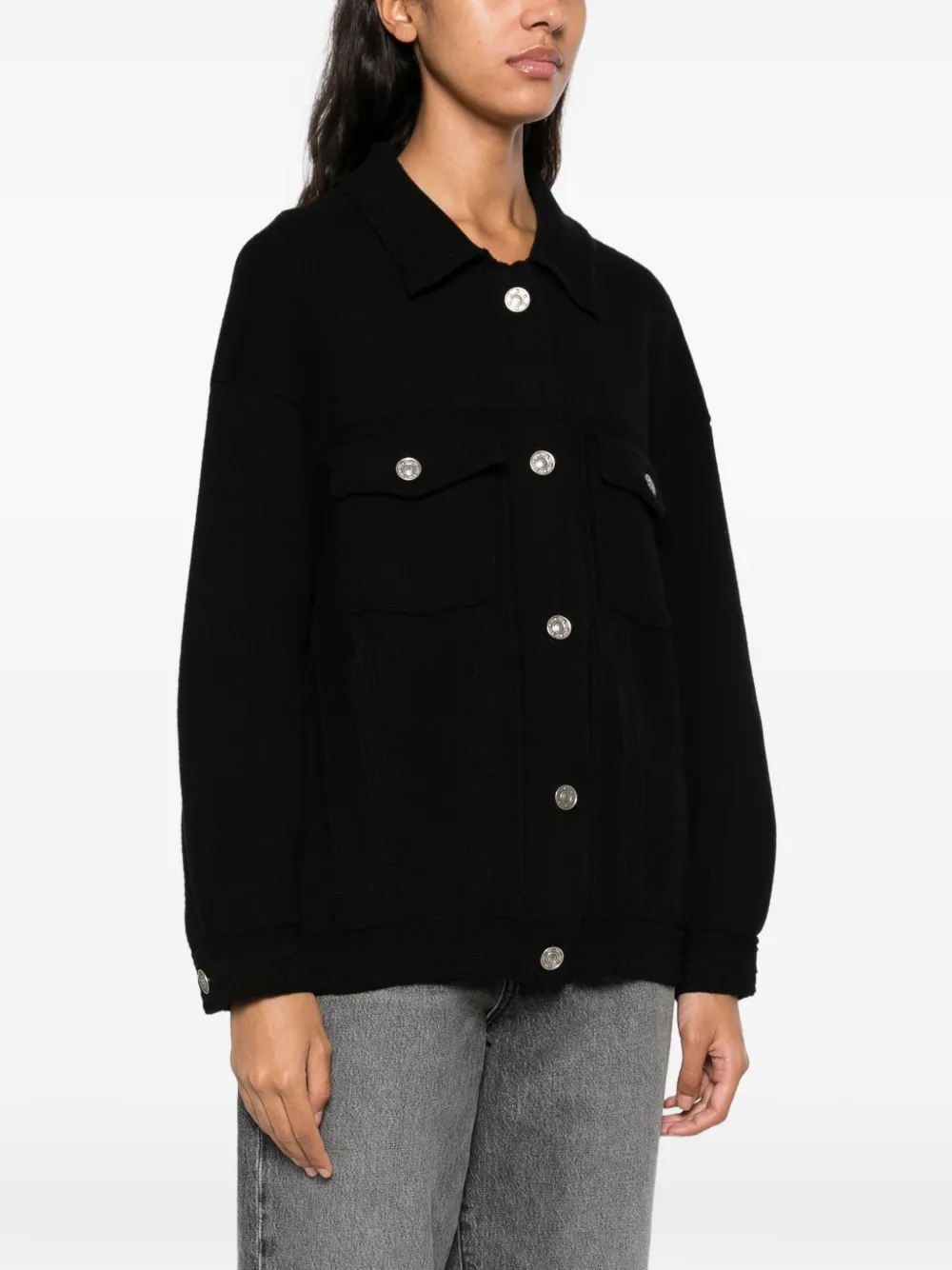 Barrie oversized denim-style cardigan Zwart