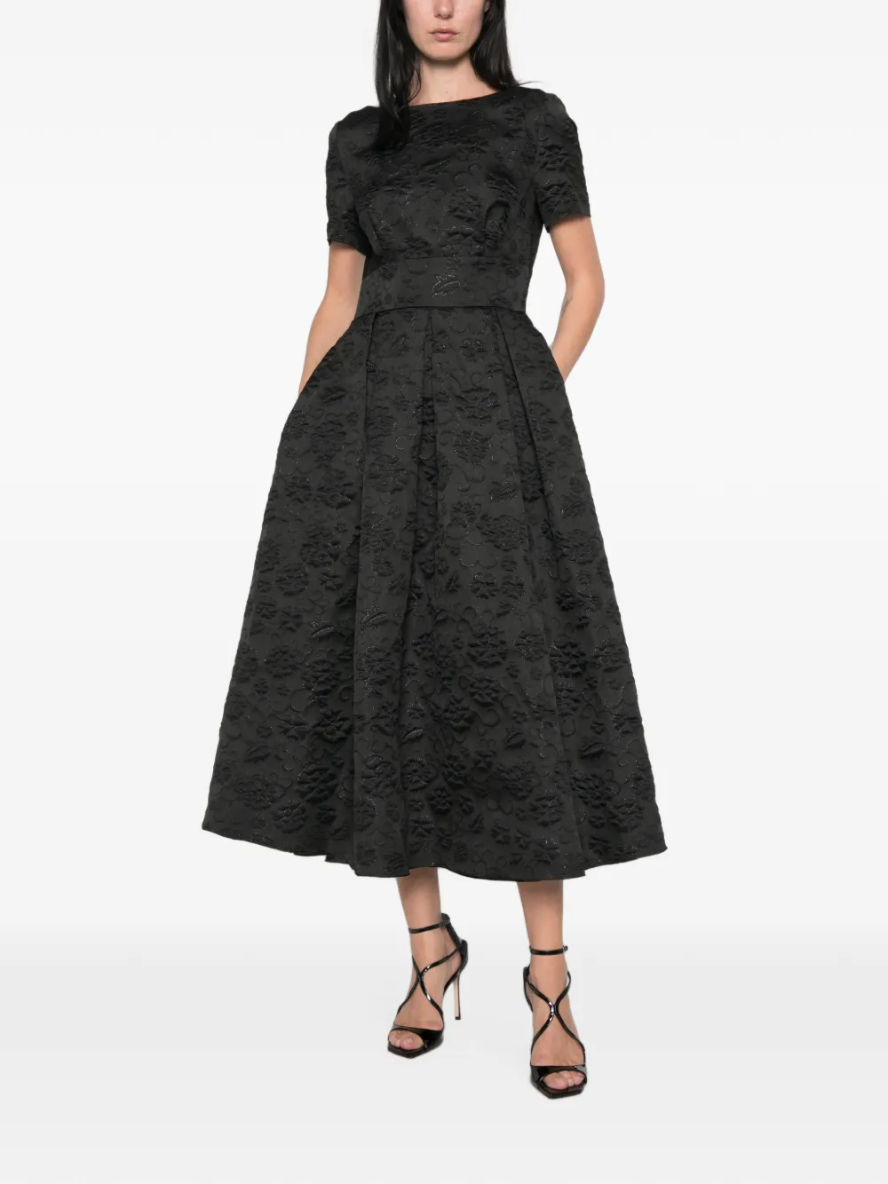 Elie Saab Maxi-jurk met bloemjacquard Zwart