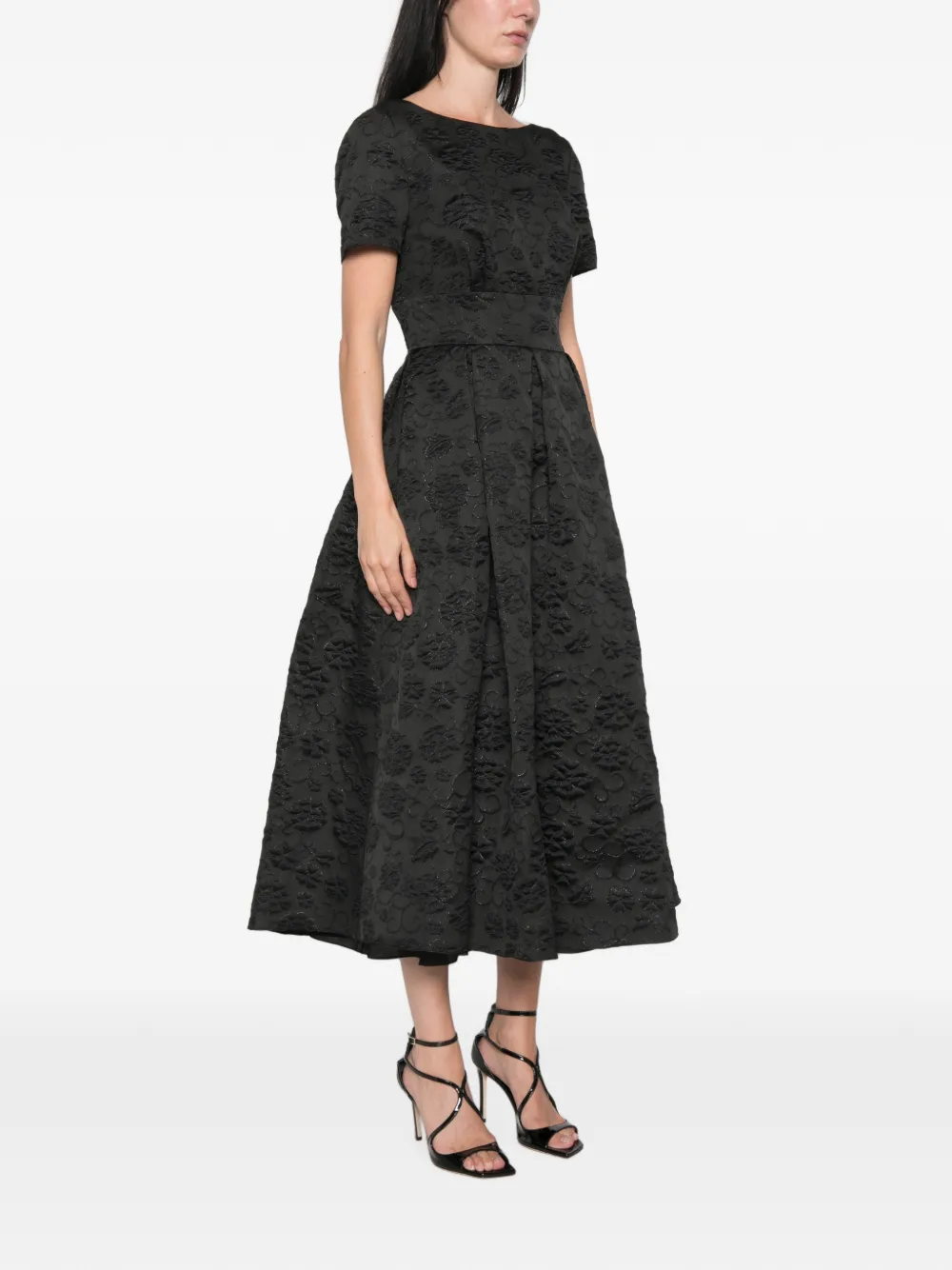 Elie Saab Maxi-jurk met bloemjacquard Zwart