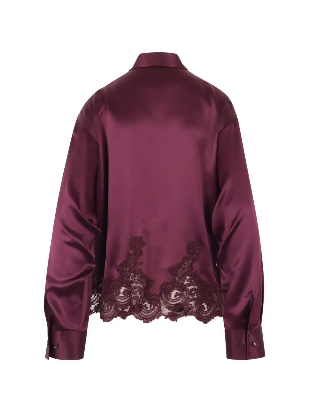 Ermanno Scervino Satijnen blouse met kanten afwerking Paars