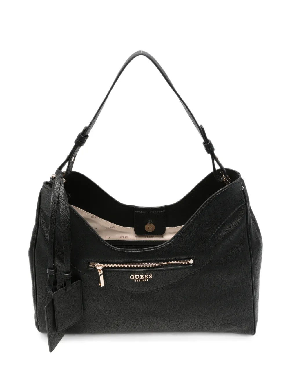 GUESS USA Antonia logo-plaque pebbled-leather shoulder bag - Nero