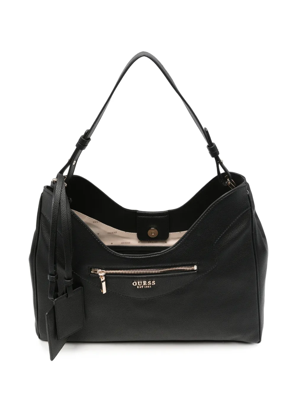 GUESS USA Antonia logo-plaque pebbled-leather shoulder bag - Nero