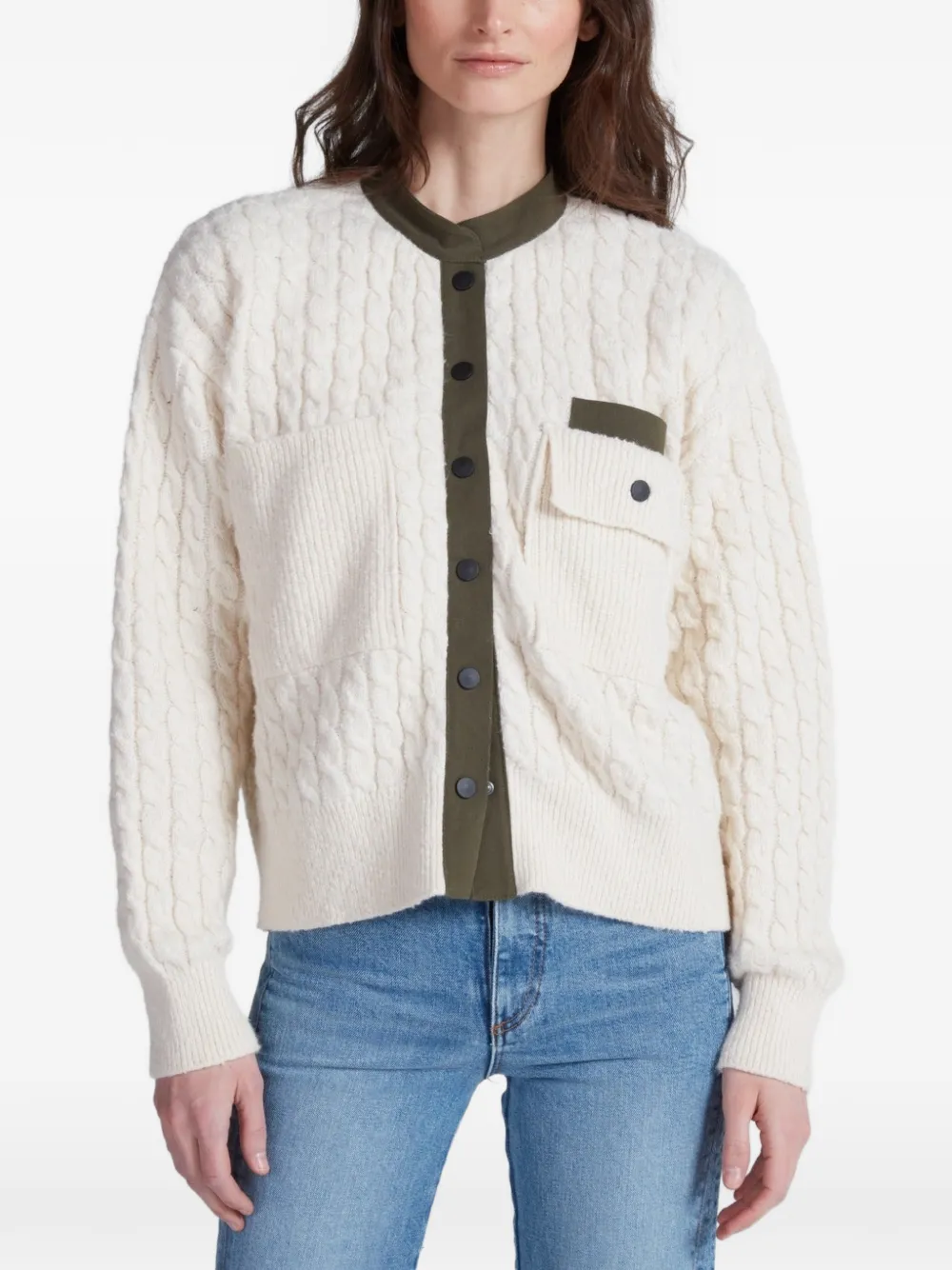 ASKK NY cable-knit panelled cardigan - Nude