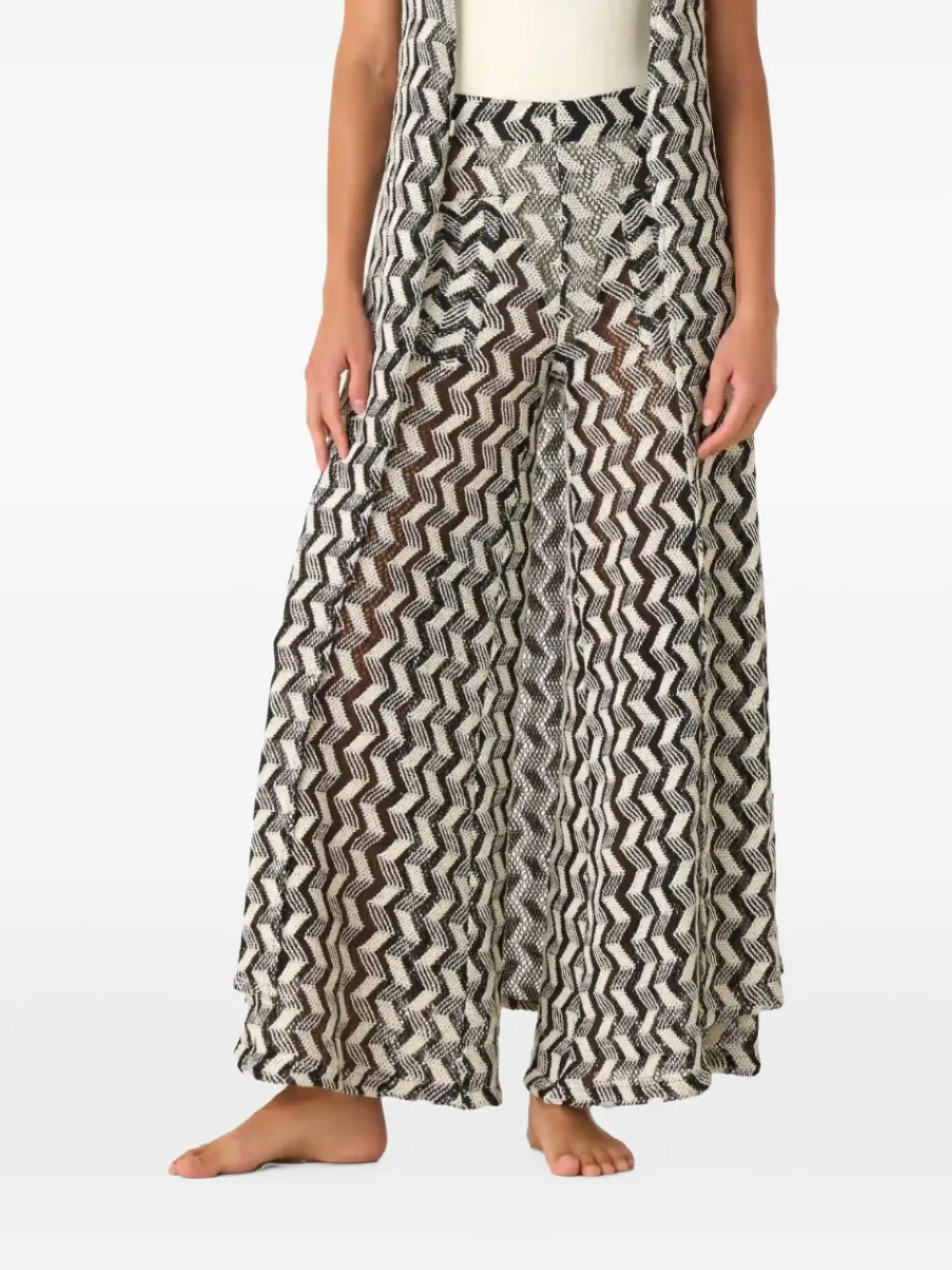 PALMACEA zigzag-print wide-leg trousers - Schwarz