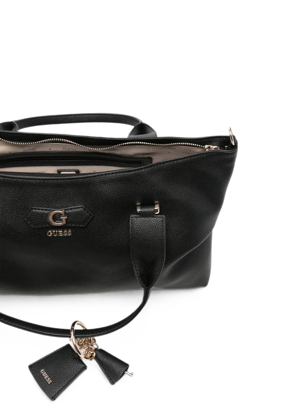 GUESS USA logo-plaque pebbled tote bag Zwart