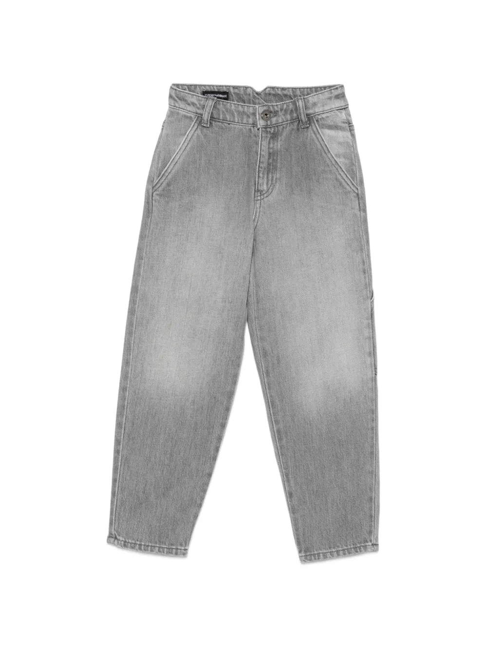 Emporio Armani Kids logo-embroidered faded-wash jeans - Grigio