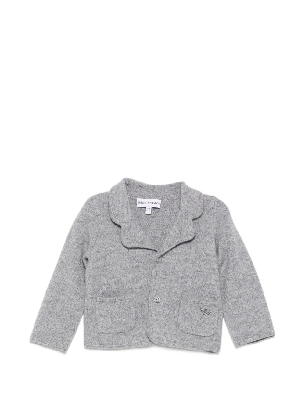 Emporio Armani Kids Cardigan con ricamo - Grigio