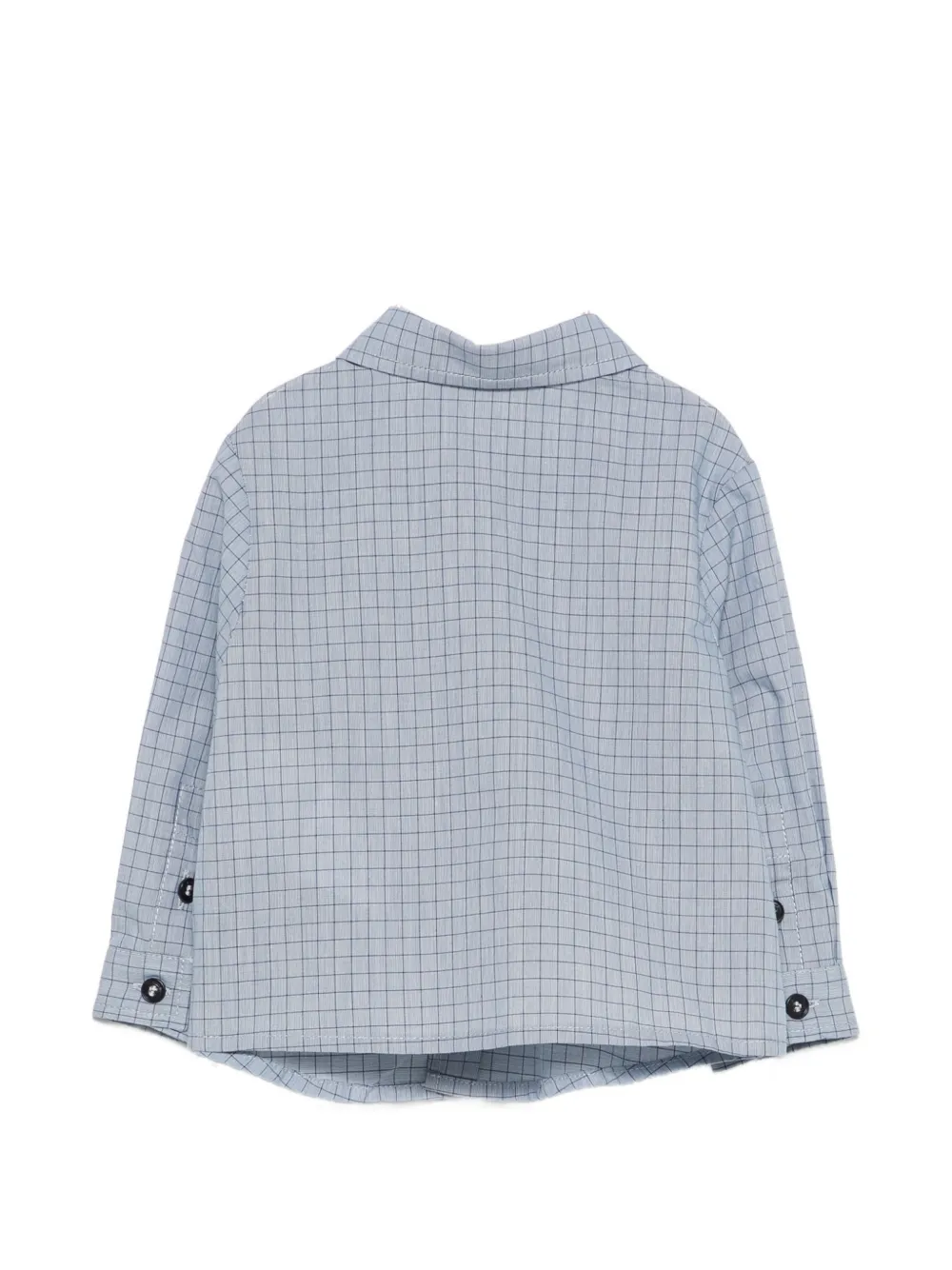 Emporio Armani Kids check-pattern logo-patch shirt Blauw