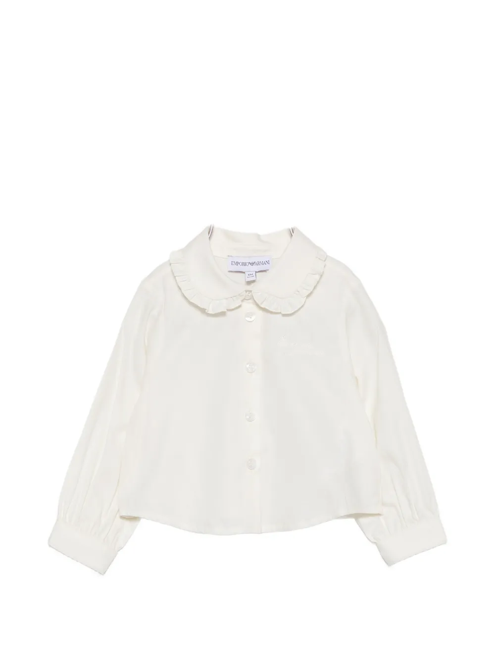 Emporio Armani Kids ruffled-collar embroidered shirt - Toni neutri