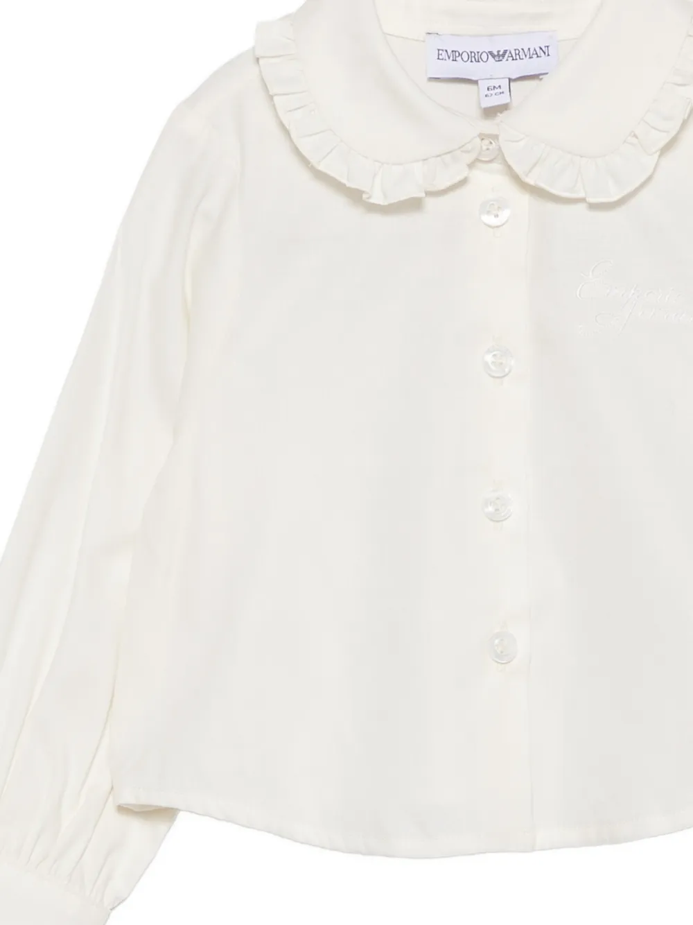 Emporio Armani Kids Shirt met rucheskraag en borduurwerk Beige
