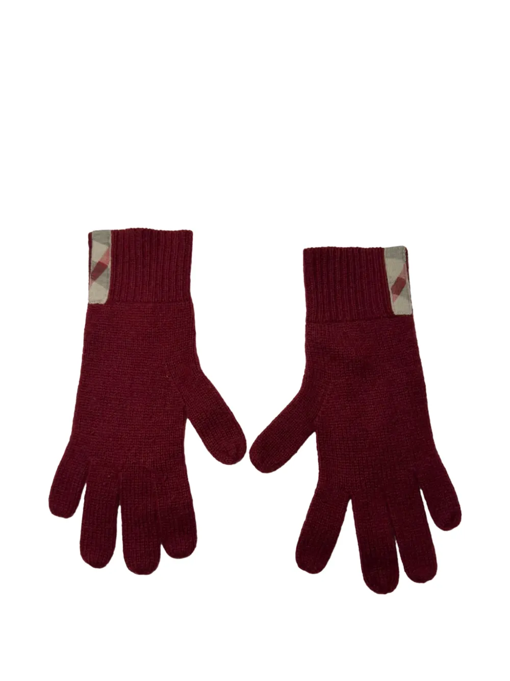 Burberry Pre-Owned Rib-knit cashmere beanie hat scarf and gloves set - Rosso