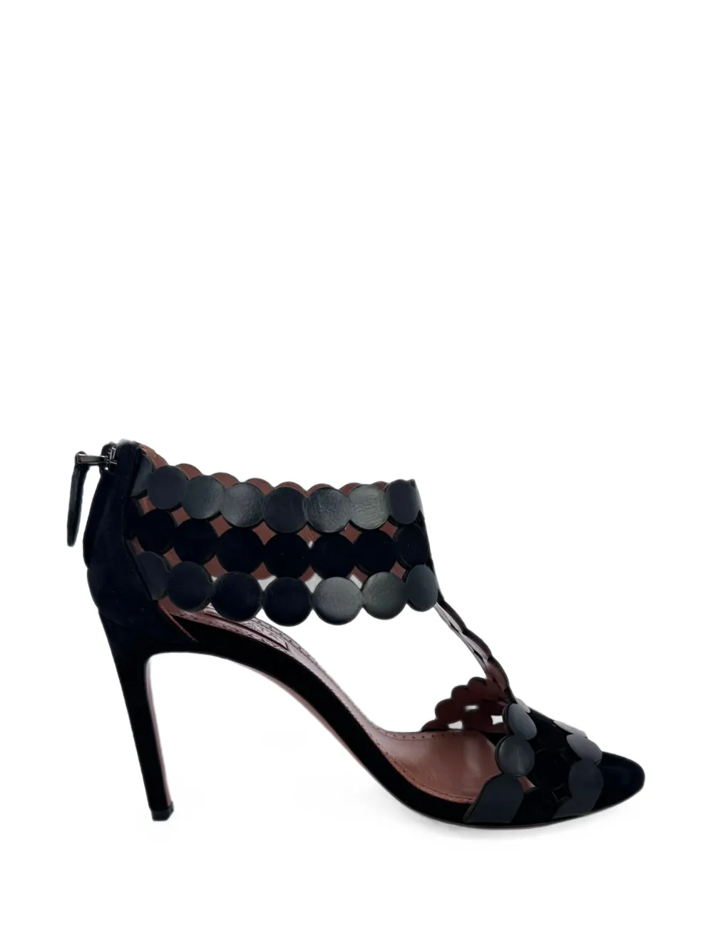 Alaïa Pre-Owned Scalloped T-strap sandals - Schwarz