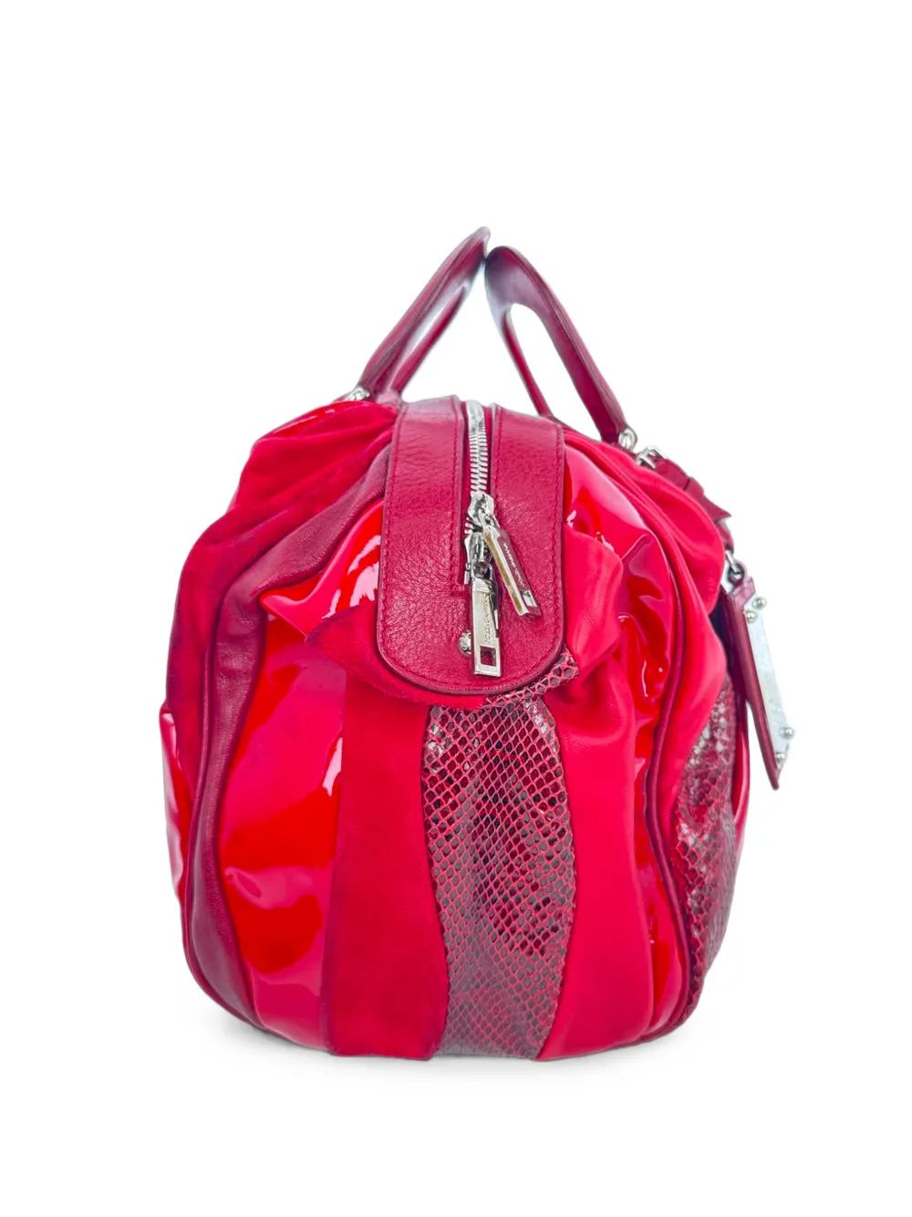 Dolce & Gabbana Pre-Owned Snakeskin-accent top handle bag - Rosa