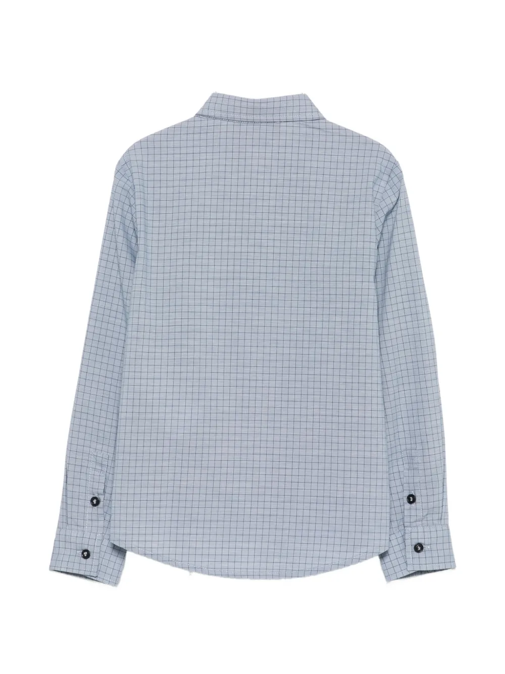 Emporio Armani Kids check-print logo-embroidered shirt Blauw
