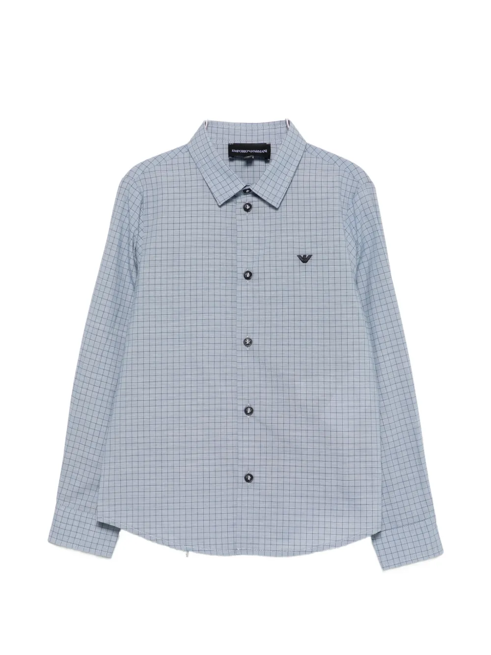 Emporio Armani Kids check-print logo-embroidered shirt - Blau