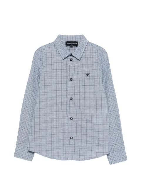 Emporio Armani Kids 체크 프린트 로고 자수 셔츠