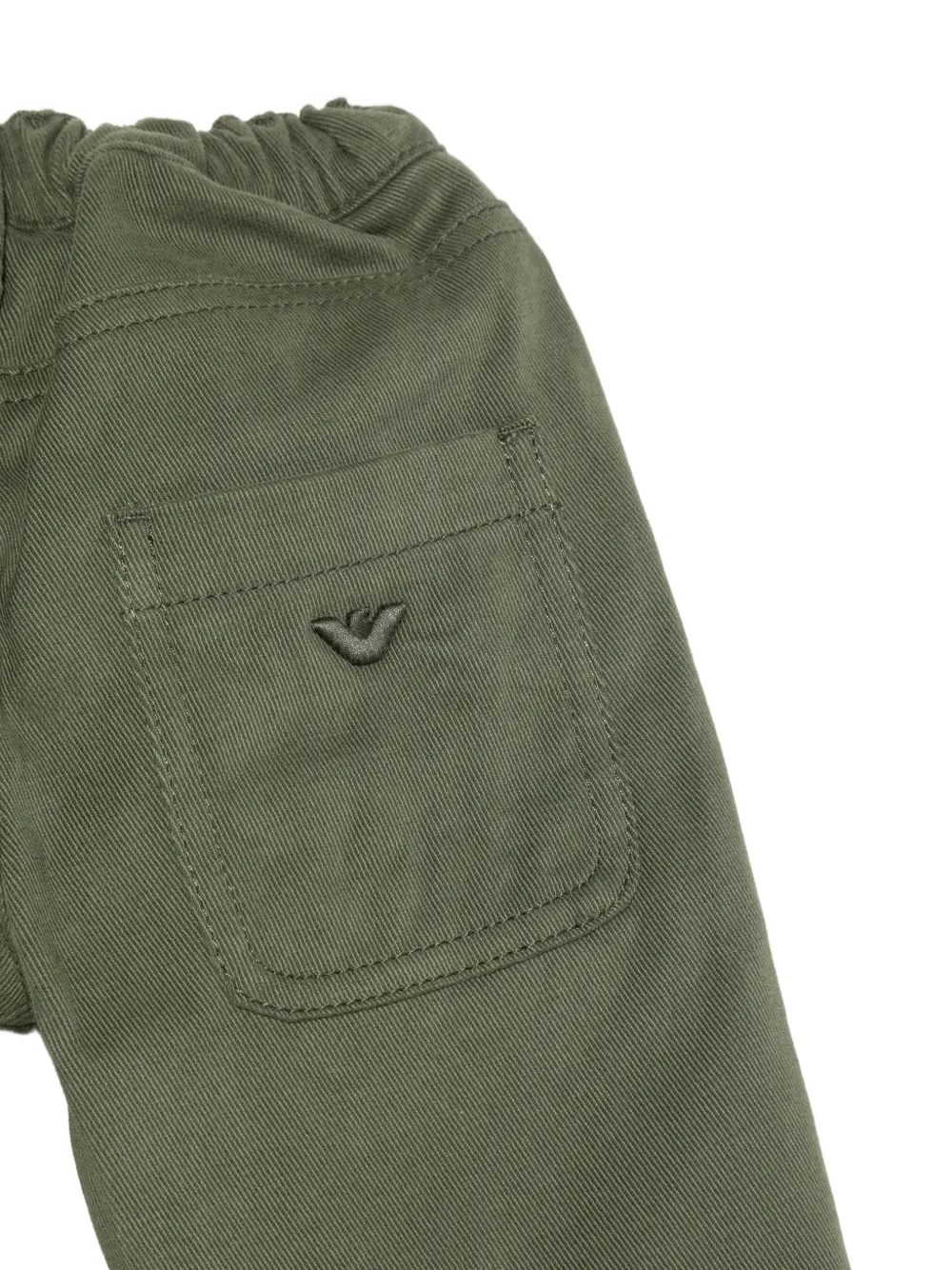 Emporio Armani Kids Katoenen twill broek met logo-plakkaat Groen