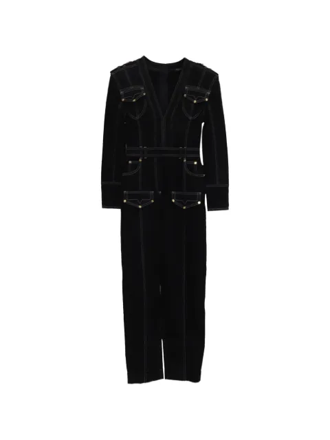Balmain Pre-Owned V-neck denim jumpsuit