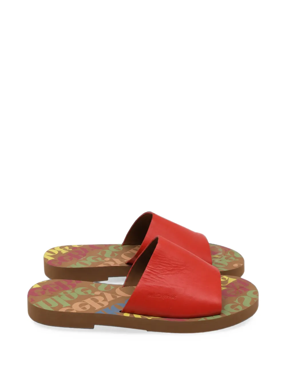 See By Chloé Vintage Essie leather slide sandals - Rot